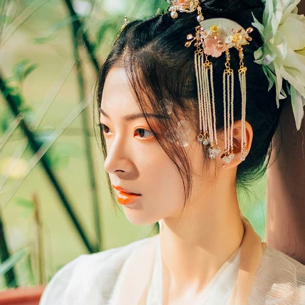 花神淚帶團(tuán)扇女生頭像，唯美古風(fēng)真人頭像