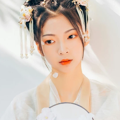花神淚帶團(tuán)扇女生頭像，唯美古風(fēng)真人頭像