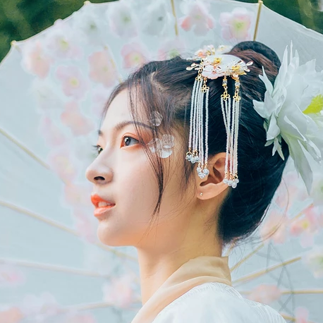 花神淚帶團(tuán)扇女生頭像，唯美古風(fēng)真人頭像