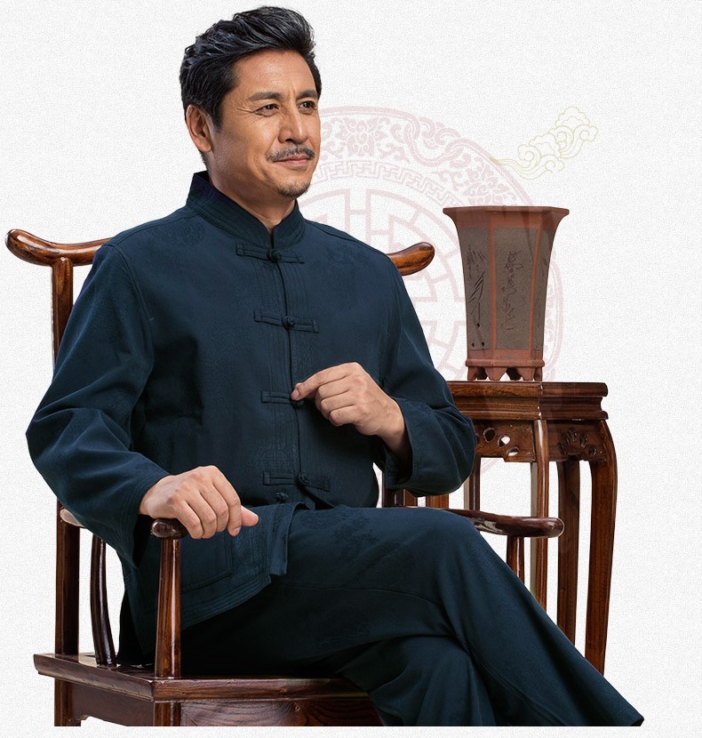 家佳樂文學精致提花紋男士加厚唐裝