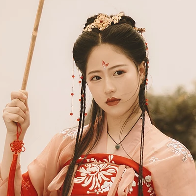 紅色帶傘女子頭像，唯美古風(fēng)真人頭像