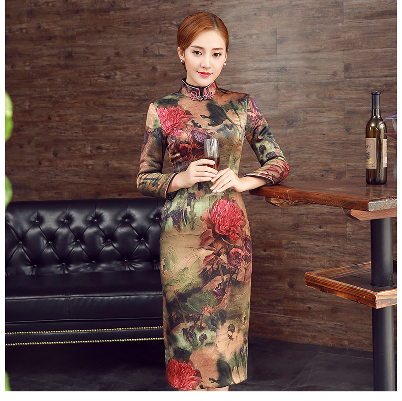 彤艷古典旗袍，復(fù)古唯美旗袍裙