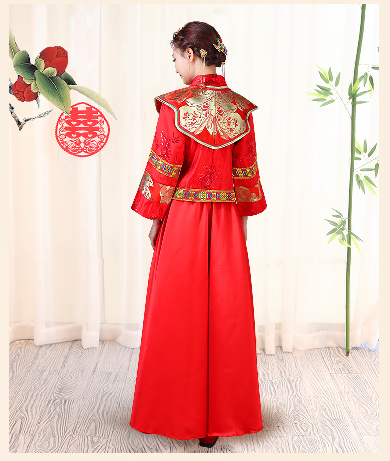 傳統(tǒng)古典刺繡中式禮服，家佳樂文學(xué)唯美新娘禮服