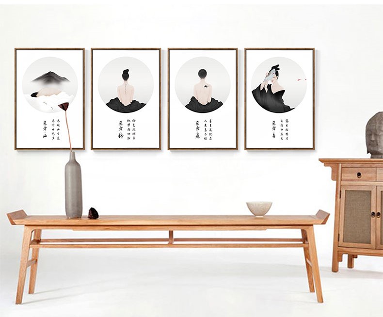 四款新中式禪意水墨畫，家佳樂文學(xué)客廳裝飾畫