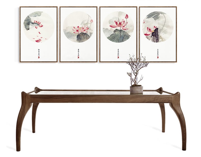 四款新中式禪意水墨畫，家佳樂文學(xué)客廳裝飾畫