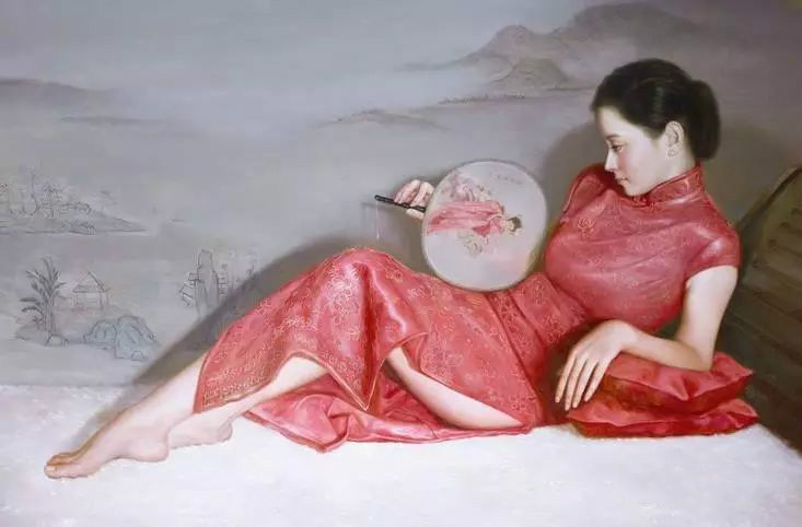 風(fēng)情萬種的油畫旗袍女子！