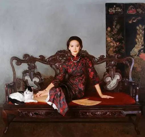 風(fēng)情萬種的油畫旗袍女子！