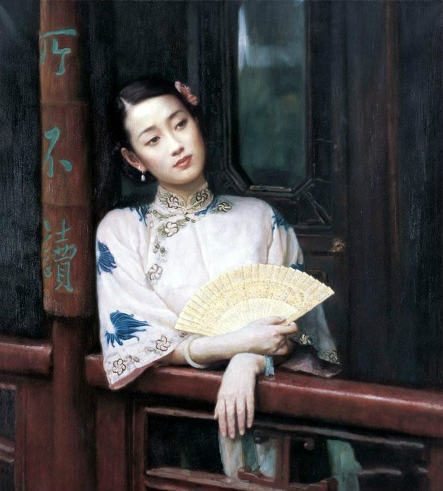 風(fēng)情萬種的油畫旗袍女子！