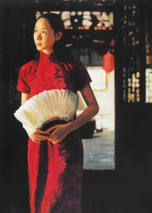 風(fēng)情萬種的油畫旗袍女子！