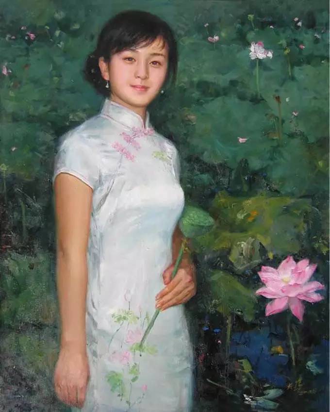 風(fēng)情萬種的油畫旗袍女子！