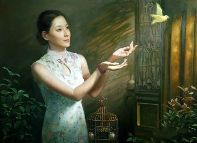 風(fēng)情萬(wàn)種的油畫旗袍女子！