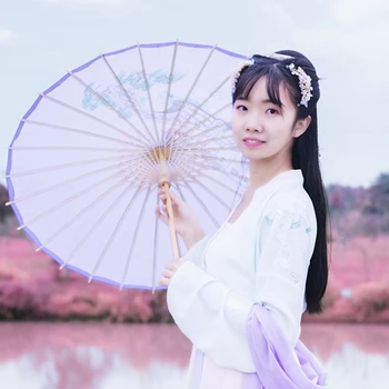 粉紫小清新帶團扇傘頭像，唯美古風真人頭像