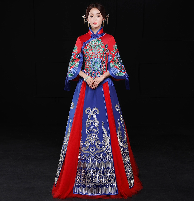 復(fù)古文藝中式禮服，家佳樂文學(xué)新娘結(jié)婚禮服