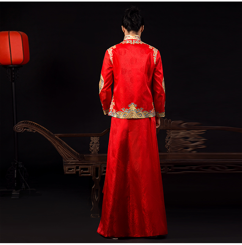 古典中式禮服，家佳樂文學(xué)新郎結(jié)婚禮服