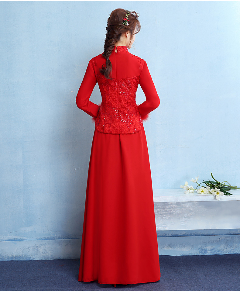 古典中式禮服，家佳樂文學(xué)保暖晚禮服