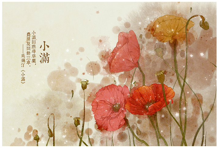唯美的24節(jié)氣花卉插畫，品味古老的詩之清韻