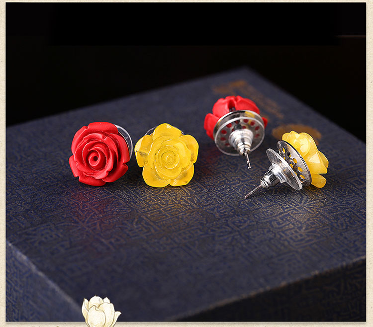 家佳樂文學(xué)玫瑰花朵復(fù)古氣質(zhì)耳釘首飾