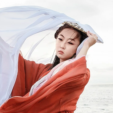 隨風飄舞紅衣少女頭像,唯美古風真人頭像