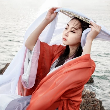 隨風飄舞紅衣少女頭像,唯美古風真人頭像