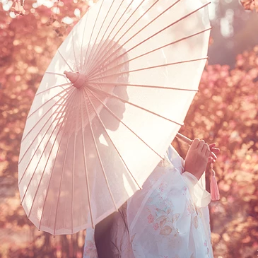 落葉意境彈琵琶女生頭像，唯美古風(fēng)真人頭像