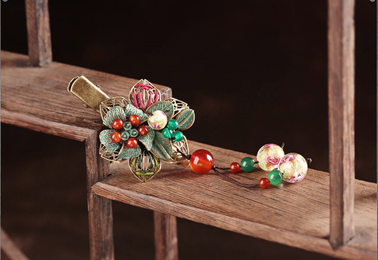 碧水映花鴨嘴夾復(fù)古家佳樂文學(xué)發(fā)夾頭飾