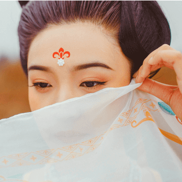 紅妝帶折扇女生頭像，唯美古風(fēng)真人頭像