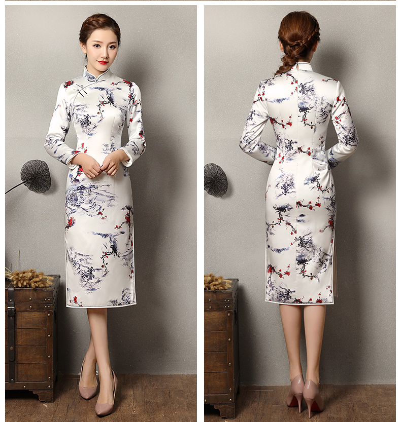 傲雪蠶絲旗袍，長袖加厚旗袍裙