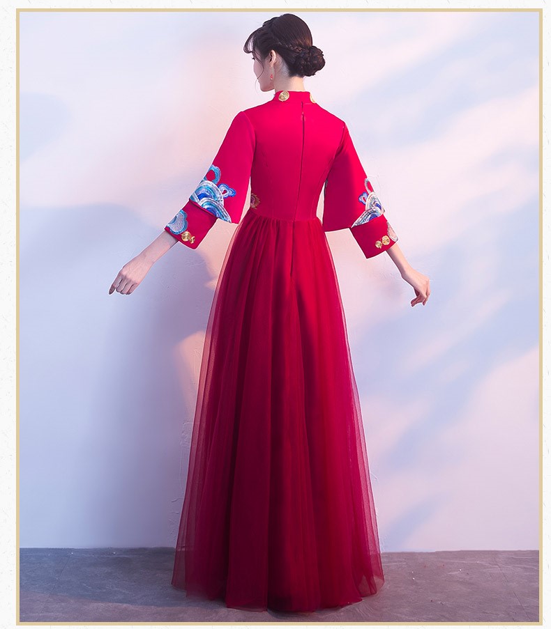 復(fù)古鳳凰刺繡中式禮服，家佳樂文學(xué)結(jié)婚晚禮服