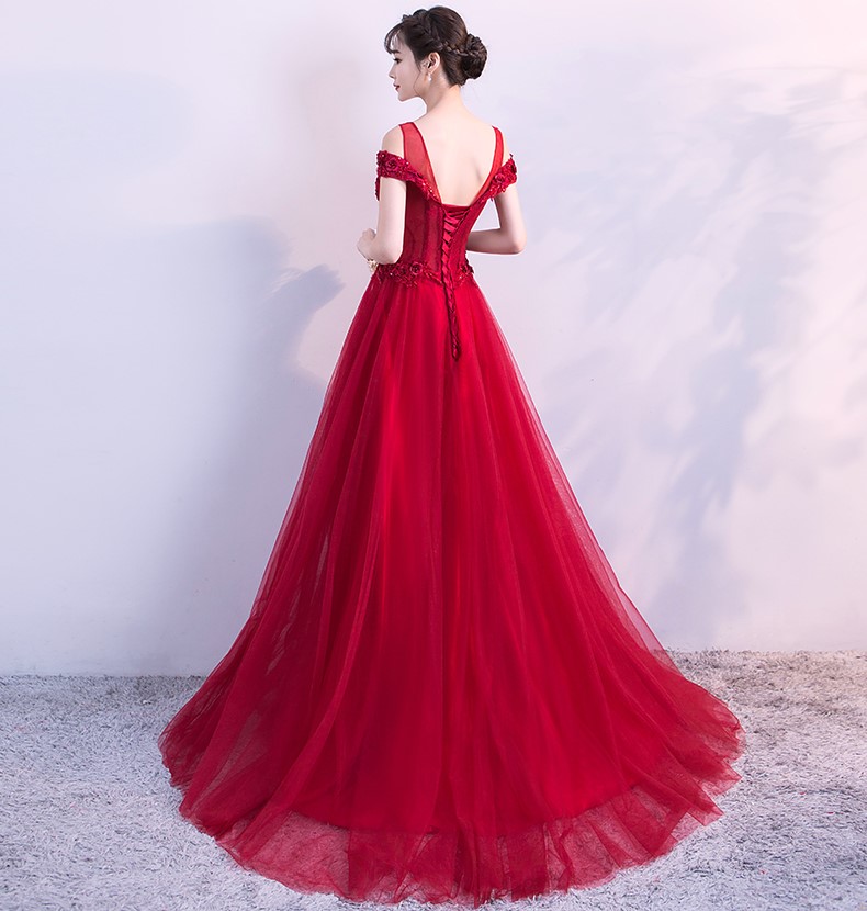 優(yōu)雅雙肩中式禮服,家佳樂(lè)文學(xué)立體繡花晚禮服