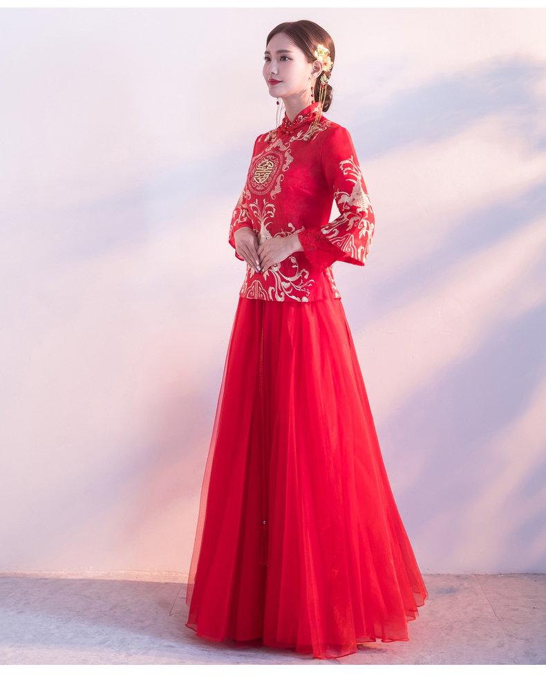 喜字中式禮服，唯美家佳樂文學(xué)新娘禮服