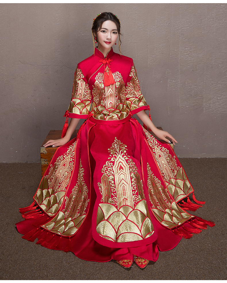 金絲刺繡中式禮服，唯美家佳樂文學新娘禮服