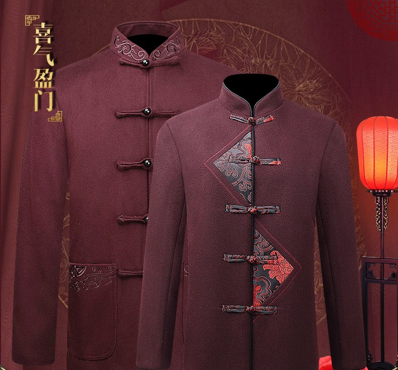 古典情侶羊毛妮唐裝，復(fù)古風(fēng)中式唐裝