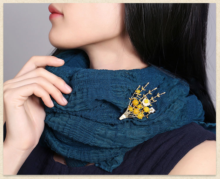 黃瑪瑙家佳樂文學(xué)氣質(zhì)胸針，唯美清新復(fù)古胸花