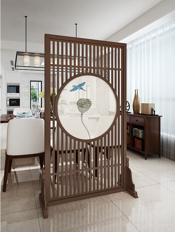 古典韻味蓮花意境中式屏風隔斷