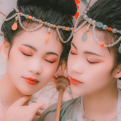 并蒂花閨蜜頭像，唯美古風真人頭像