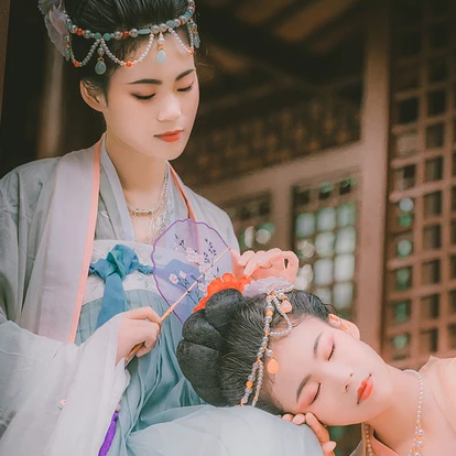 并蒂花閨蜜頭像，唯美古風真人頭像