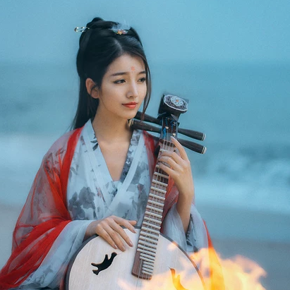 紅妝紗衣女生頭像，唯美古風(fēng)真人頭像