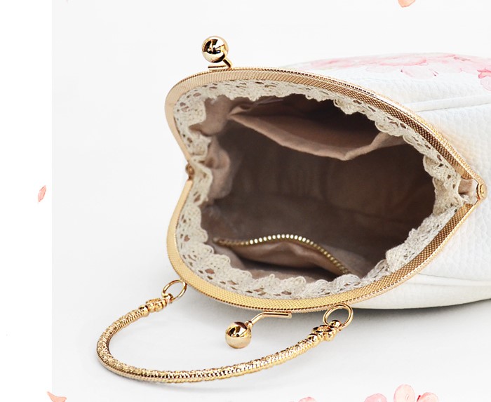 唯美清新桃花手提包，花朵古風(fēng)手工包