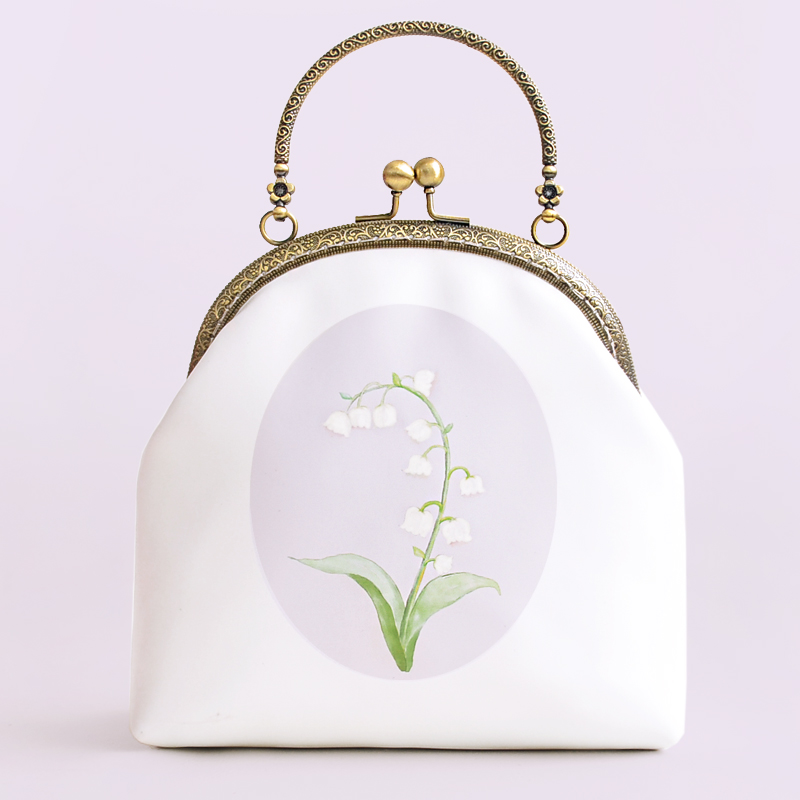 氣質(zhì)鈴蘭花手提包，唯美花朵手工包