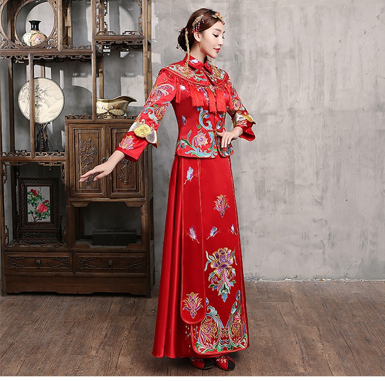 花開(kāi)并蒂新娘禮服，氣質(zhì)中式禮服