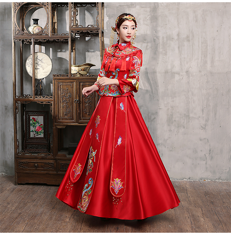 花開(kāi)并蒂新娘禮服，氣質(zhì)中式禮服