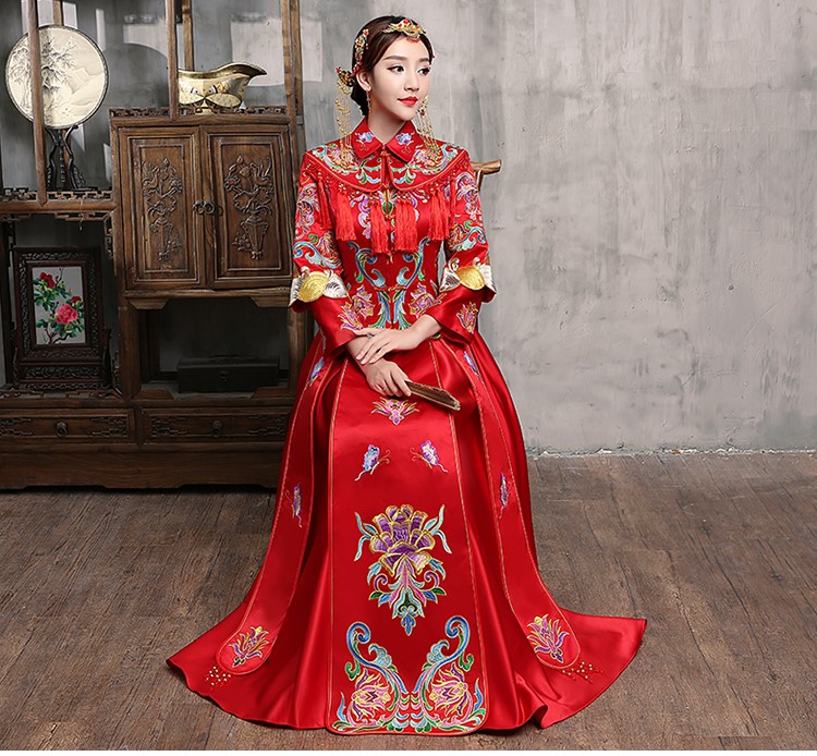 花開(kāi)并蒂新娘禮服，氣質(zhì)中式禮服