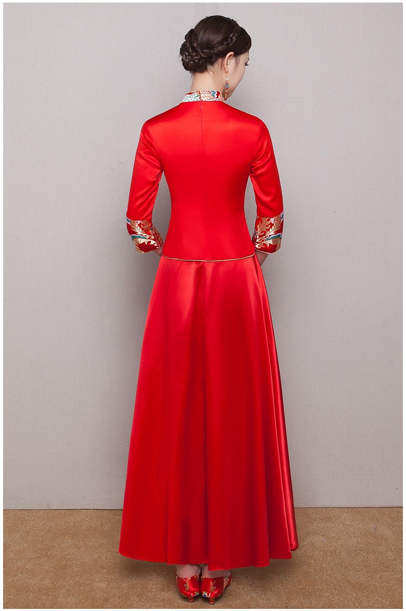 古典華麗新娘禮服，復(fù)古蕾絲中式禮服