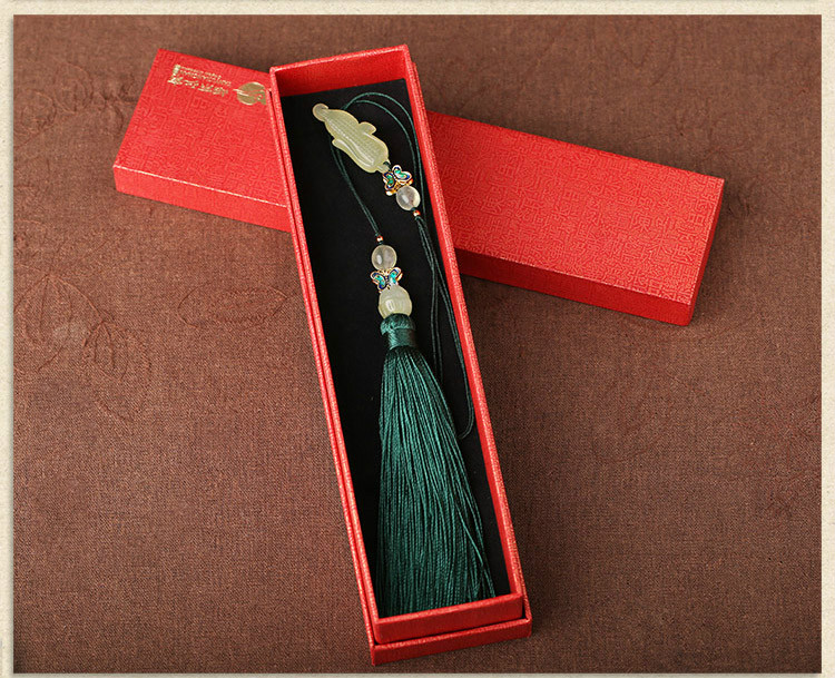 古典文藝清新岫玉流蘇書(shū)簽