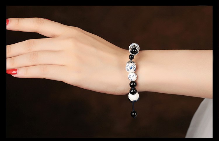 古樸家佳樂(lè)文學(xué)青花瓷手鏈瑪瑙手串