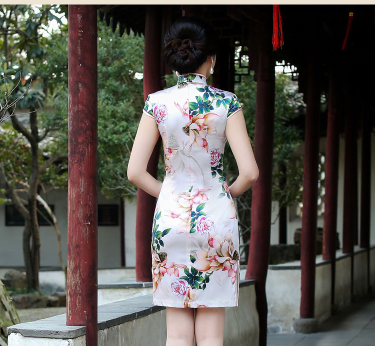 花韻古典時尚家佳樂文學短款旗袍裙