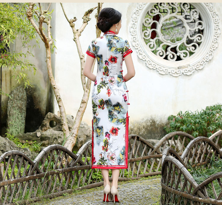 時尚家佳樂文學典雅印花旗袍裙