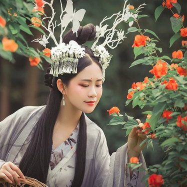 淡雅清新木槿花女生頭像，唯美古風(fēng)真人頭像