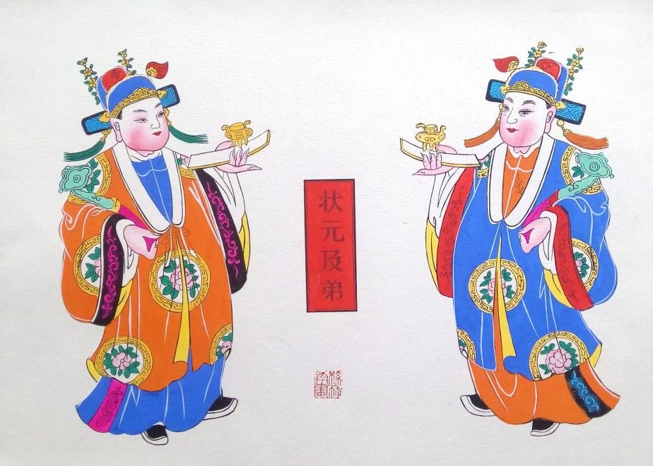 唯美生動門神年畫，古風(fēng)手繪中國年畫