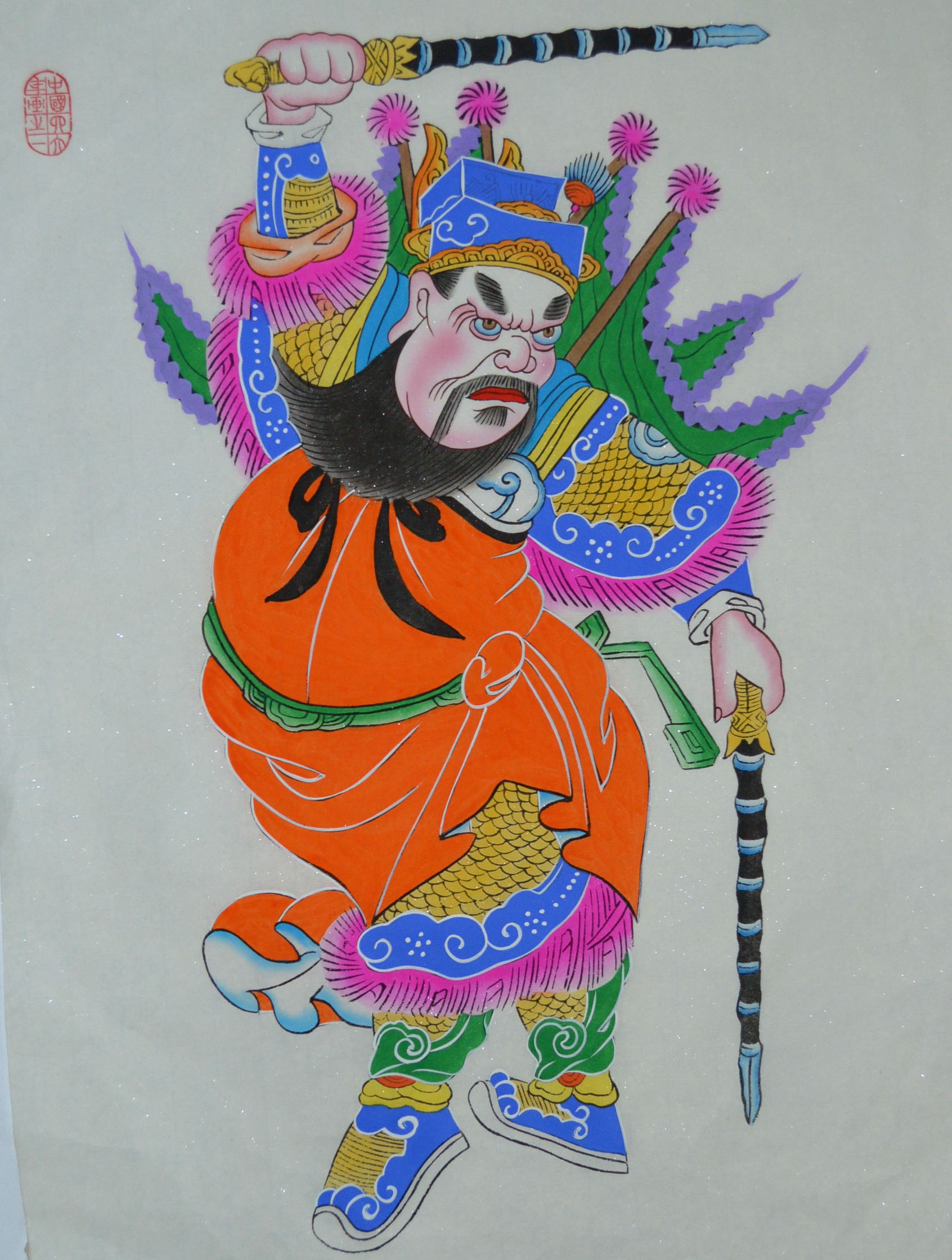 唯美生動門神年畫，古風(fēng)手繪中國年畫